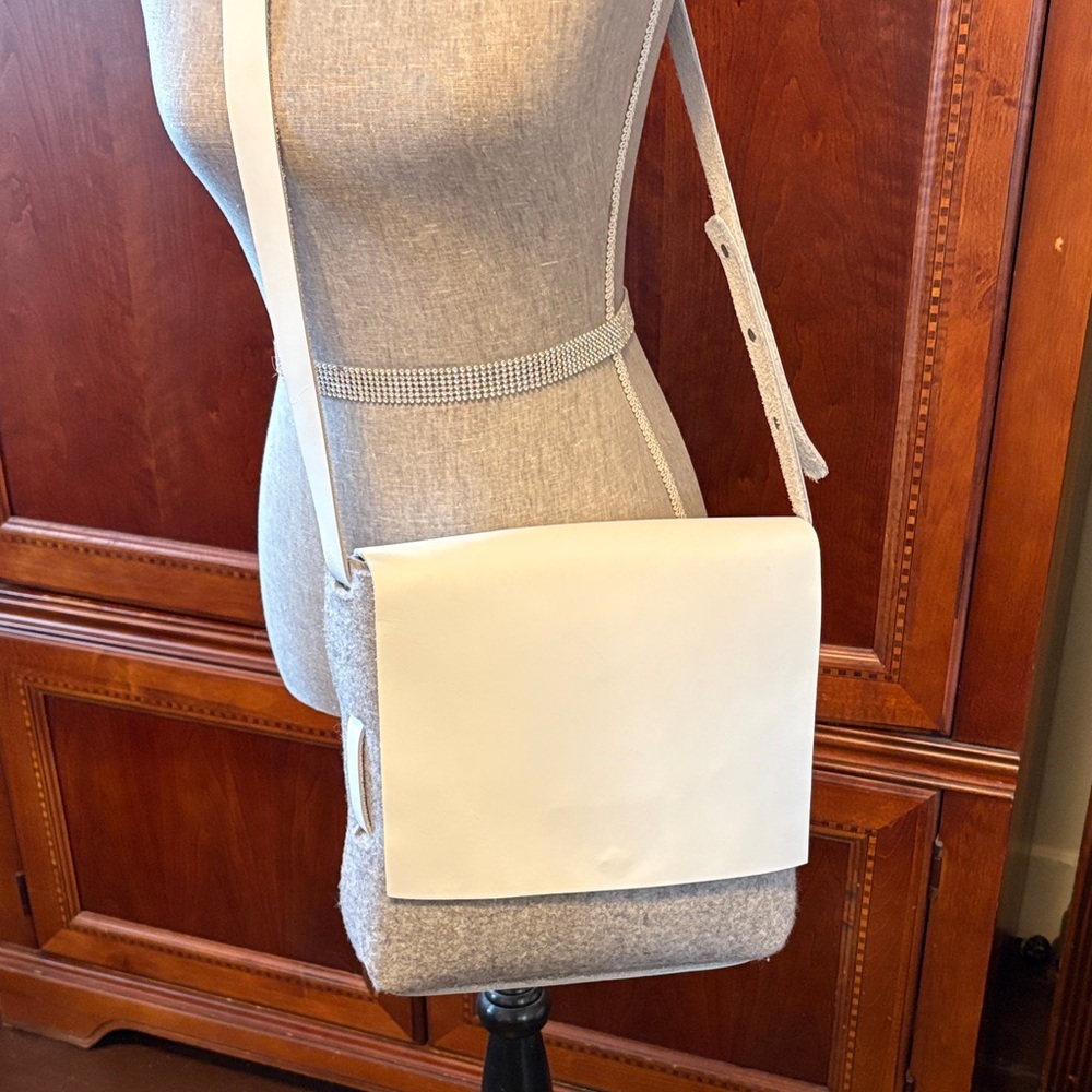 Stylish White and Gray Crossbody Bag